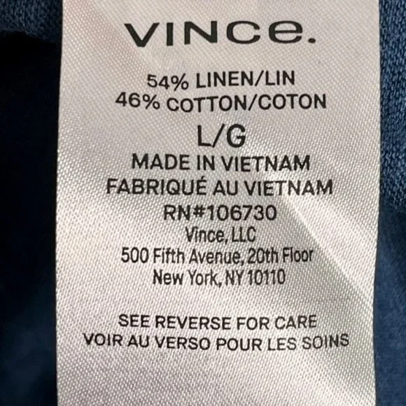 Vince Men's Slim Fit Linen & Cotton T-Shirt - Heathered Blue - L - Picture 10 of 10